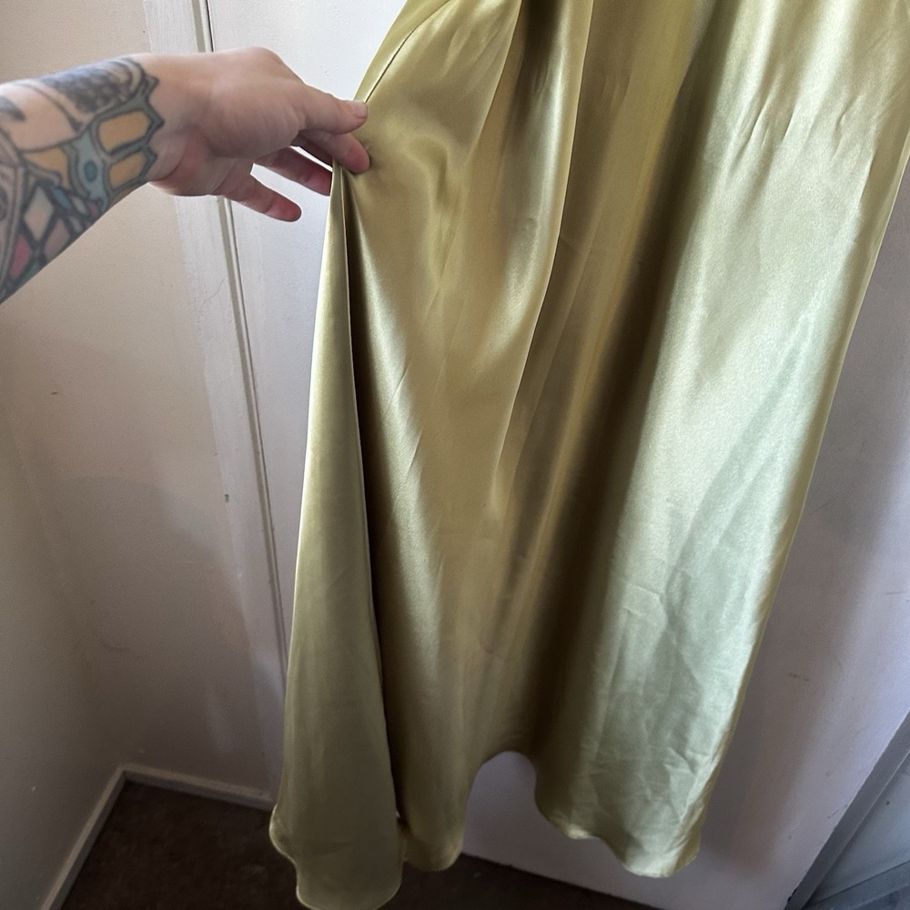 Vintage Y2K Dusk By Shelia Yen Beaded Yellow Green Ruched Strapless Dress Sz 6 - Picture 4 of 10
